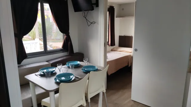 Dining area with table and chairs