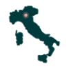 Map graphic of Italy with a highlighted point near the center.