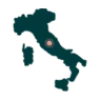 Map of Italy with a red dot in the central region.