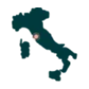 Map of Italy with a highlighted area in the center.