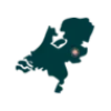 Map outline of The Netherlands with a red dot on the far right side.